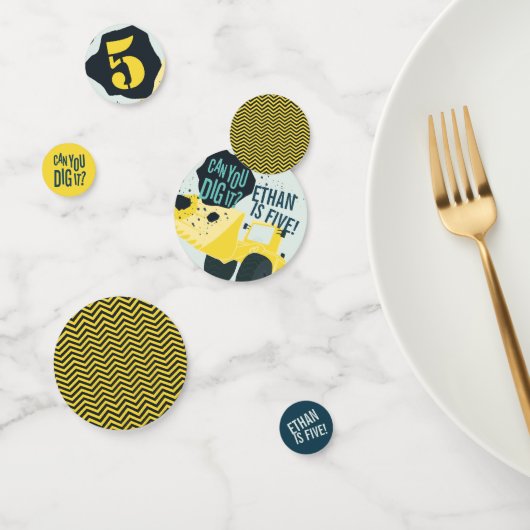 Boys Birthday Construction Truck Blue Yellow Confetti (Groep)