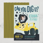 Boys Birthday Construction Truck Blue Yellow Kaart (Voorkant / Achterkant)