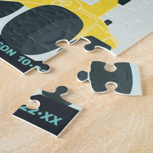 Boys Birthday Construction Truck Blue Yellow Legpuzzel (Zijkant)