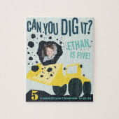 Boys Birthday Construction Truck Blue Yellow Legpuzzel (Verticaal)