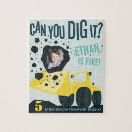 Boys Birthday Construction Truck Blue Yellow Legpuzzel