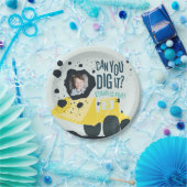 Boys Birthday Construction Truck Blue Yellow Papieren Bordje (Feest)