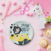 Boys Birthday Construction Truck Blue Yellow Papieren Bordje (Feest)