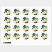 Boys Birthday Construction Truck Blue Yellow Ronde Sticker (Vel)