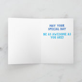 Boys Birthday Cute Blue Robot Colorful Confetti Kaart (Binnen)