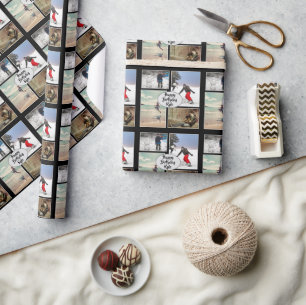 Boys Birthday Foto Collage Persoonlijk Cadeaupapier