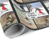 Boys Birthday Foto Collage Persoonlijk Cadeaupapier (Rol Hoek)