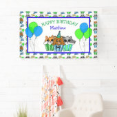 Boy's Birthday Fox, wasbeer en Beer Cupcakes Spandoek (Insitu)