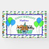 Boy's Birthday Fox, wasbeer en Beer Cupcakes Spandoek (Horizontaal)