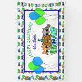 Boy's Birthday Fox, wasbeer en Beer Cupcakes Spandoek (Verticaal)