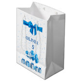 Boys Birthday Gift Bag - Present & Confetti Theme Medium Cadeauzakje (Voorkant Gekanteld)