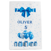 Boys Birthday Gift Bag - Present & Confetti Theme Medium Cadeauzakje (Voorkant)