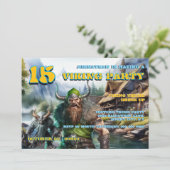 Boys Birthday Invitation 8–16 | Viking Warrior Kaart (Staand voorkant)
