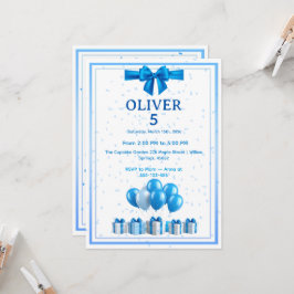 Boys Birthday Invitation - Gift Boxes & Confetti Kaart