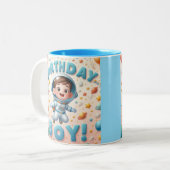 Boy's birthday Mug Tweekleurige Koffiemok (Voorkant links)