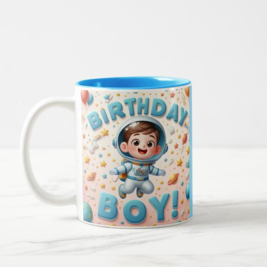 Boy's birthday Mug Tweekleurige Koffiemok (Links)