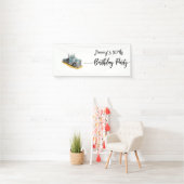 Boys Birthday Party Blue Semi Truck Spandoek (Insitu)