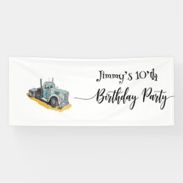 Boys Birthday Party Blue Semi Truck Spandoek