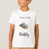 Boys Birthday Party Blue Semi Truck T-shirt (Voorkant)