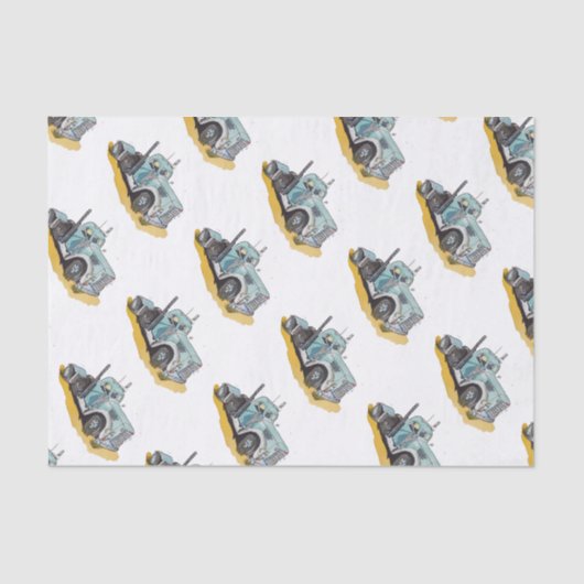 Boys Birthday Party Blue Semi Truck Tissuepapier (Voorkant)