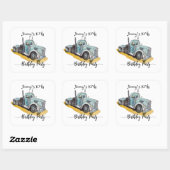 Boys Birthday Party Blue Semi Truck Vierkante Sticker (Vel)