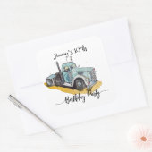 Boys Birthday Party Blue Semi Truck Vierkante Sticker (Envelop)