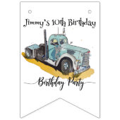 Boys Birthday Party Blue Semi Truck Vlaggetjes (Eerste vlag)