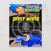 Boys Birthday Party Dart Wars Laser Label Foam Dec Uitnodiging Briefkaart (Voorkant)