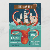 Boys Birthday Party Kraken Kaart (Voorkant)