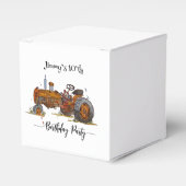 Boys birthday party with antique tractor design bedankdoosjes (Voorkant Zijde)