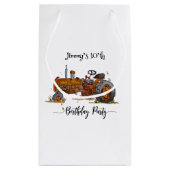 Boys birthday party with antique tractor design klein cadeauzakje (Achterkant)