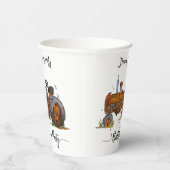 Boys birthday party with antique tractor design papieren bekers (Rechts)