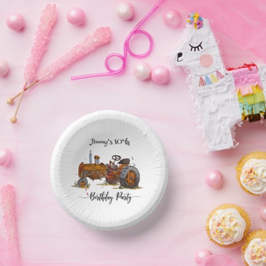 Boys birthday party with antique tractor design papieren kommen (Feest)