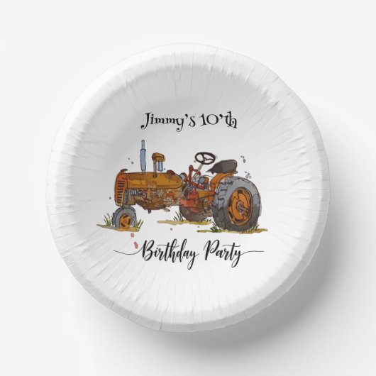 Boys birthday party with antique tractor design papieren kommen (Voorkant)