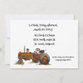 Boys birthday party with antique tractor design save the date (Achterkant)