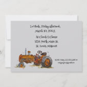 Boys birthday party with antique tractor design save the date (Achterkant)