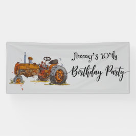 Boys birthday party with antique tractor design spandoek