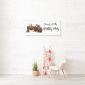 Boys birthday party with antique tractor design spandoek (Insitu)