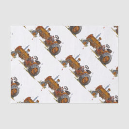 Boys birthday party with antique tractor design tissuepapier