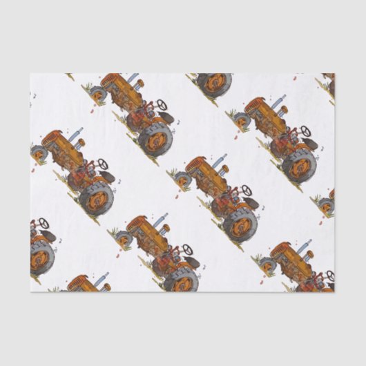 Boys birthday party with antique tractor design tissuepapier (Voorkant)