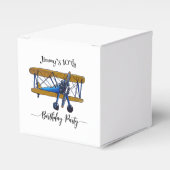 Boys birthday party with blue and yellow biplane bedankdoosjes (Voorkant Zijde)
