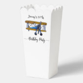 Boys birthday party with blue and yellow biplane  bedankdoosjes (Voorkant)