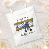 Boys birthday party with blue and yellow biplane bedankzakje (Geknipt)