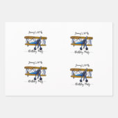 Boys birthday party with blue and yellow biplane inpakpapier vel (Voorkant 3)