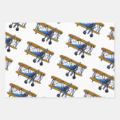 Boys birthday party with blue and yellow biplane inpakpapier vel (Voorkant 2)