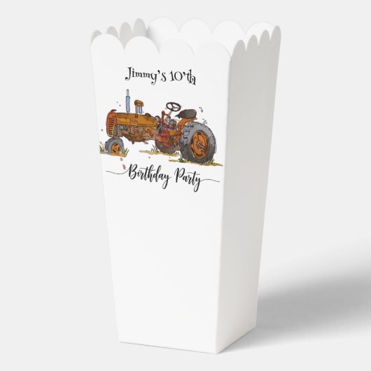 Boys birthday party with tractor design popcorn  bedankdoosjes (Achterkant)