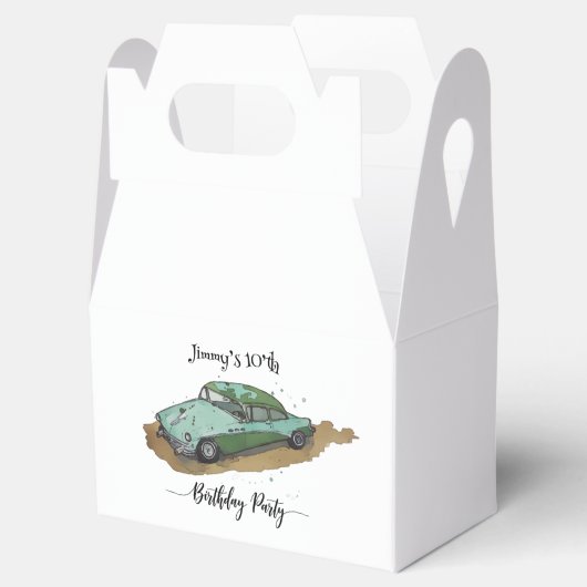 Boys birthday party with two toned sedan bedankdoosjes (Geopend)