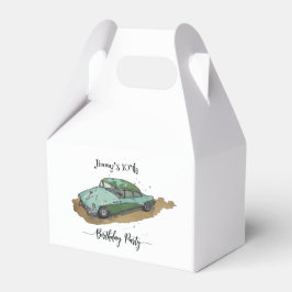 Boys birthday party with two toned sedan bedankdoosjes