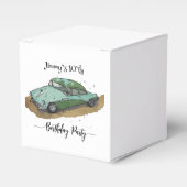 Boys birthday party with two toned sedan bedankdoosjes (Voorkant Zijde)