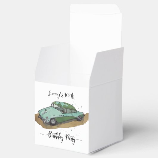 Boys birthday party with two toned sedan bedankdoosjes (Geopend)